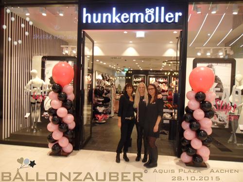 Ballondekoration-Ballonsäule-pink-schwarz-Hunkemoeller-Aachen-2015