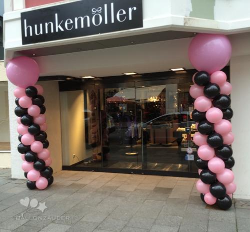 Ballondekoration-Ballonsäule-pink-schwarz-Hunkemoeller-Garmisch_2014