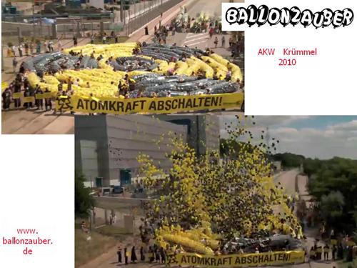 Ballondekoration-schwarz-gelb-Campact-Massenstart-AntiAtom-Krümmel